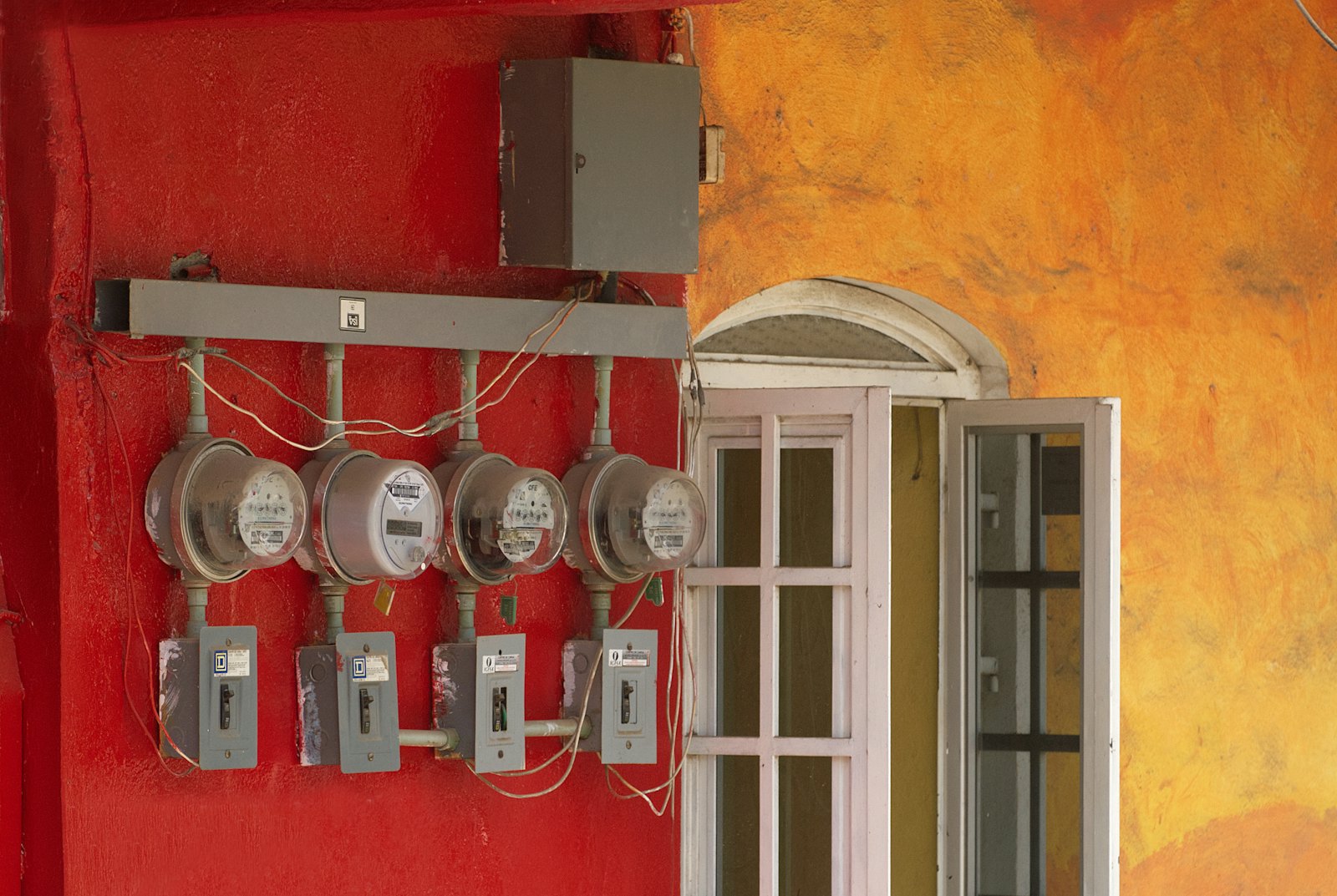 Open electrical panel breaker box