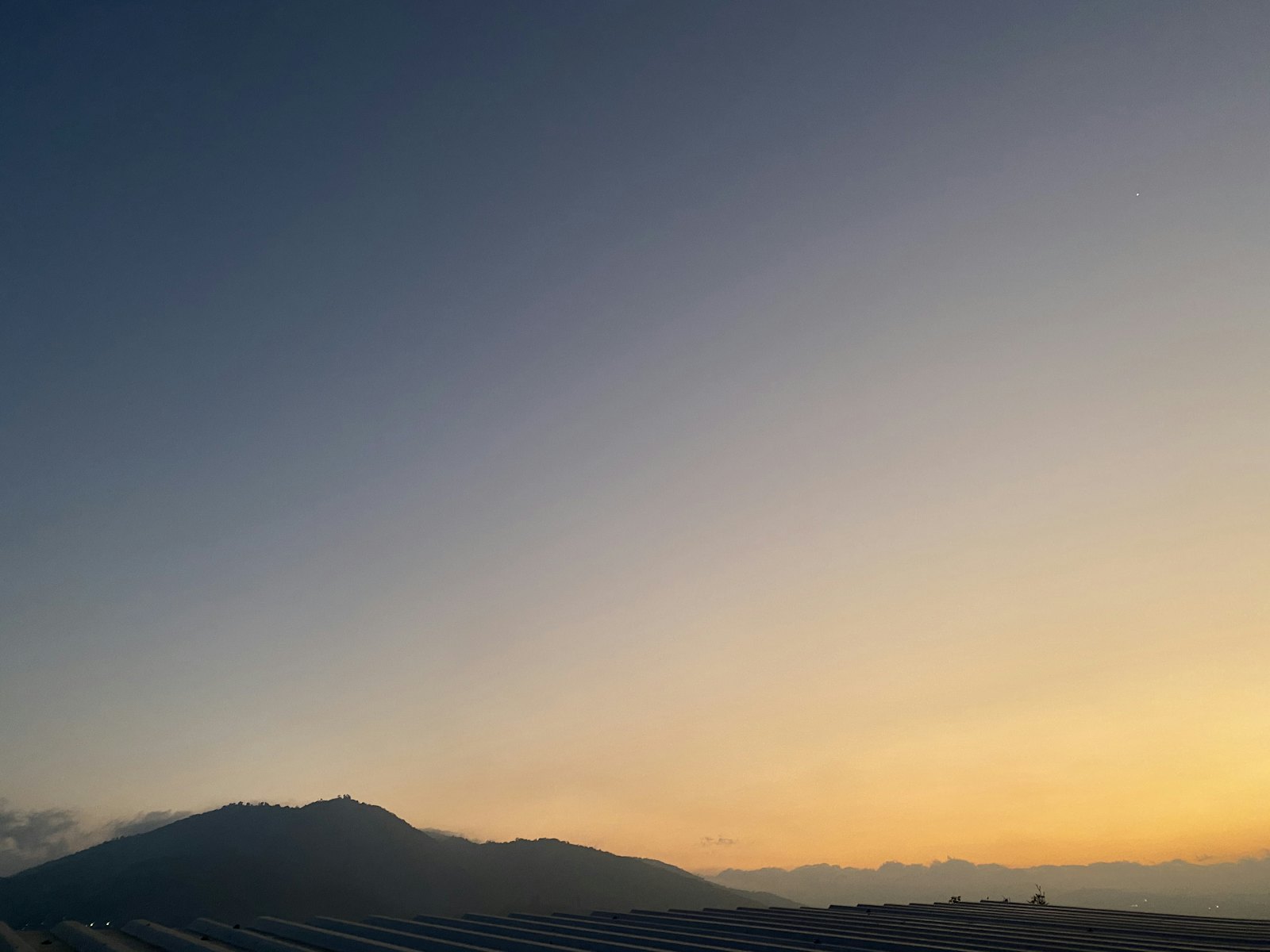 Solar panel array at sunrise