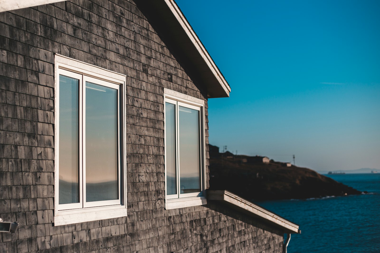 Replacement windows on a modern home